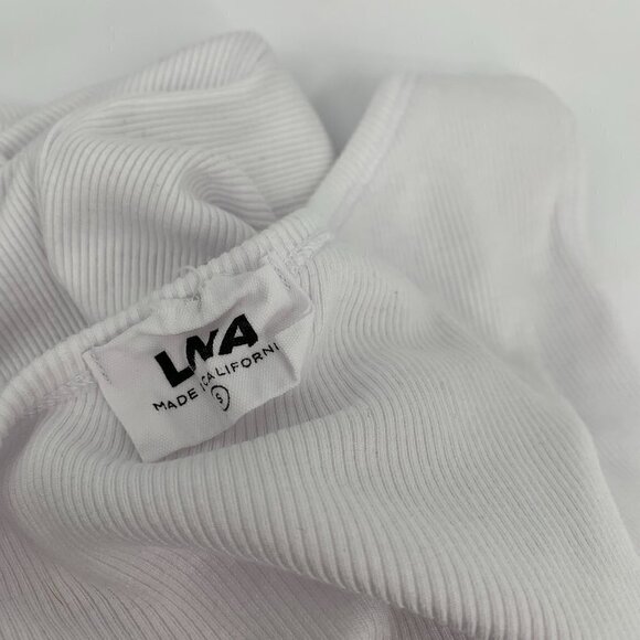 LNA Ariel Tank Dress White one shoulder ribbed stretchy slit midi bodycon Small - Picture 5 of 5